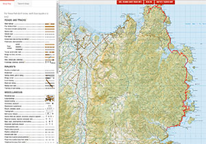 Topo Map of Hiking Tracks in New Zealand