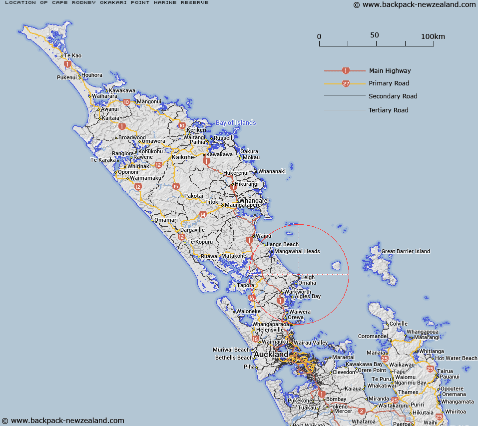 Cape Rodney-Okakari Point Marine Reserve Map New Zealand