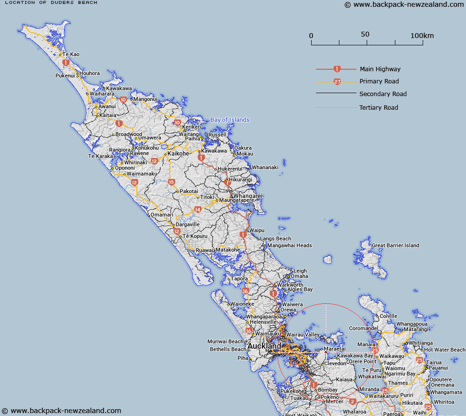 Duders Beach Map New Zealand