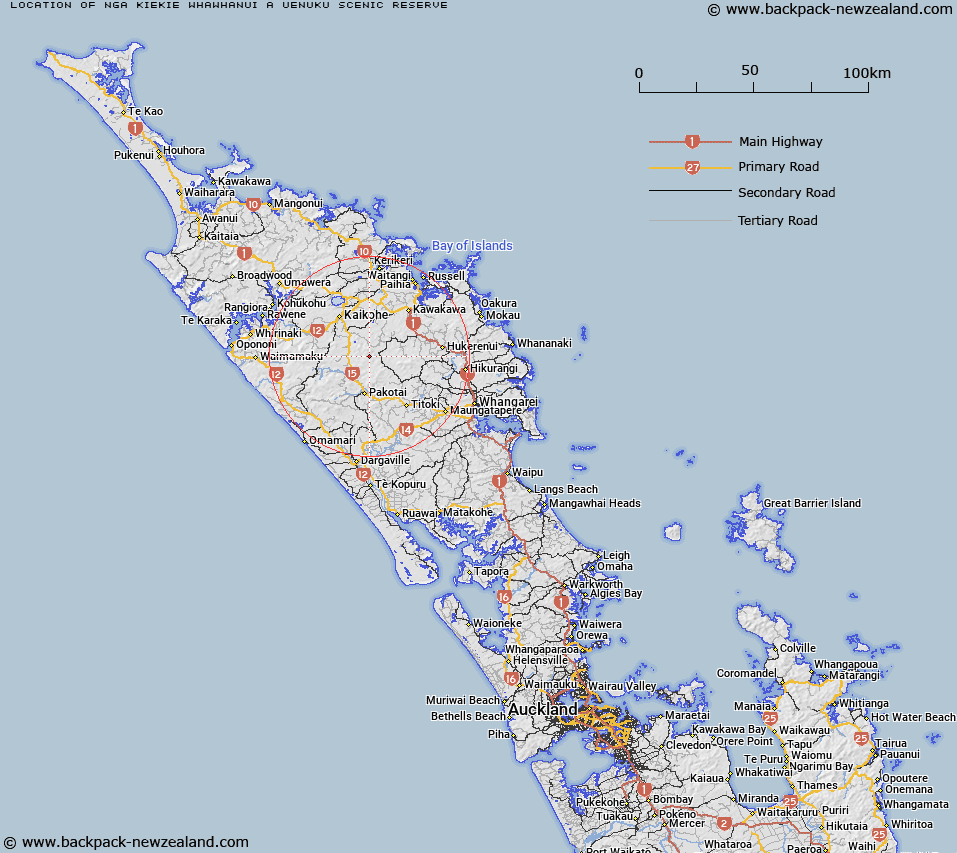 Nga Kiekie Whawhanui a Uenuku Scenic Reserve Map New Zealand