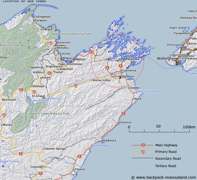 Ada Creek Map New Zealand