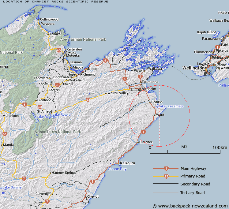 Chancet Rocks Scientific Reserve Map New Zealand