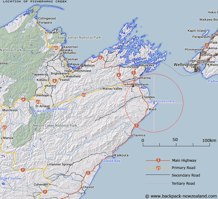 Fishermans Creek Map New Zealand