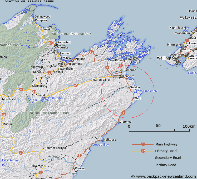 Francis Creek Map New Zealand
