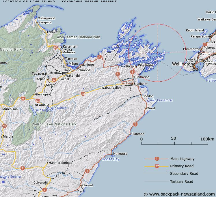 Long Island - Kokomohua Marine Reserve Map New Zealand
