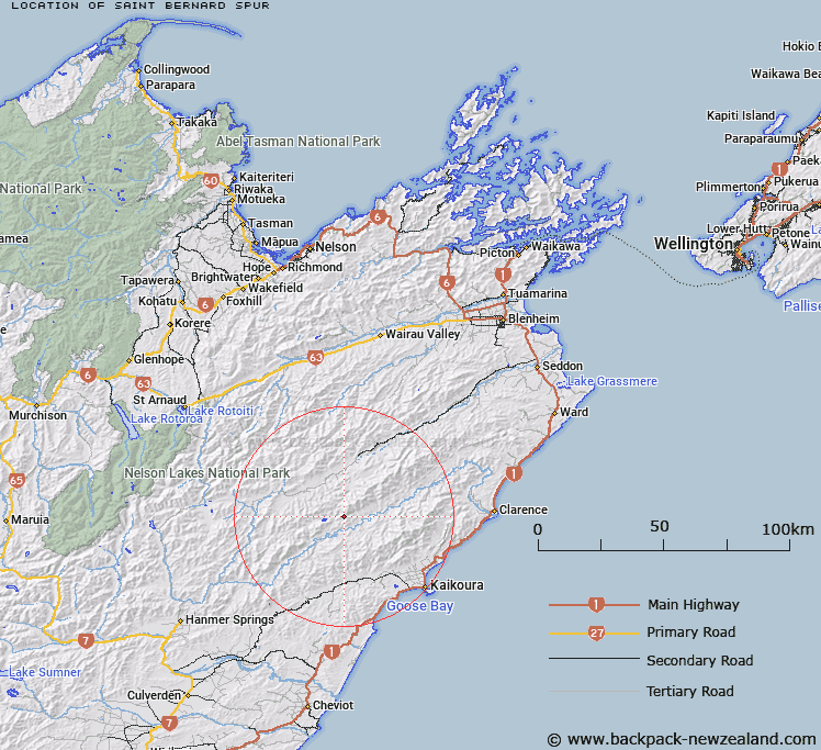 Saint Bernard Spur Map New Zealand