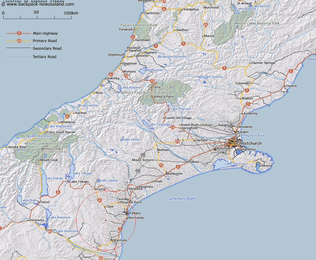 Gordons Stream Map New Zealand