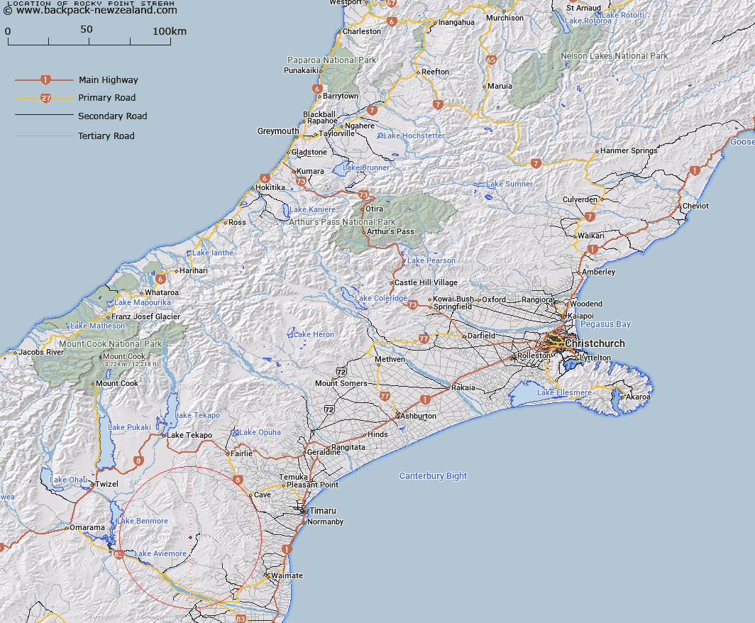 Rocky Point Stream Map New Zealand