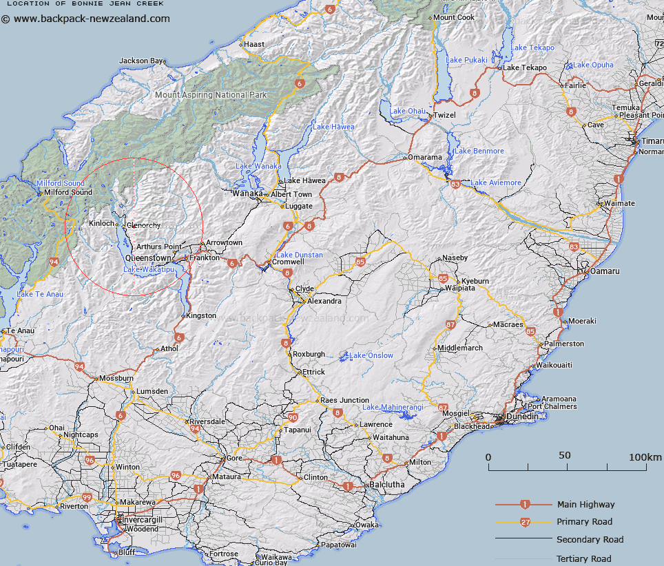 Bonnie Jean Creek Map New Zealand
