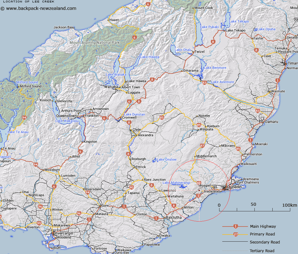 Lee Creek Map New Zealand