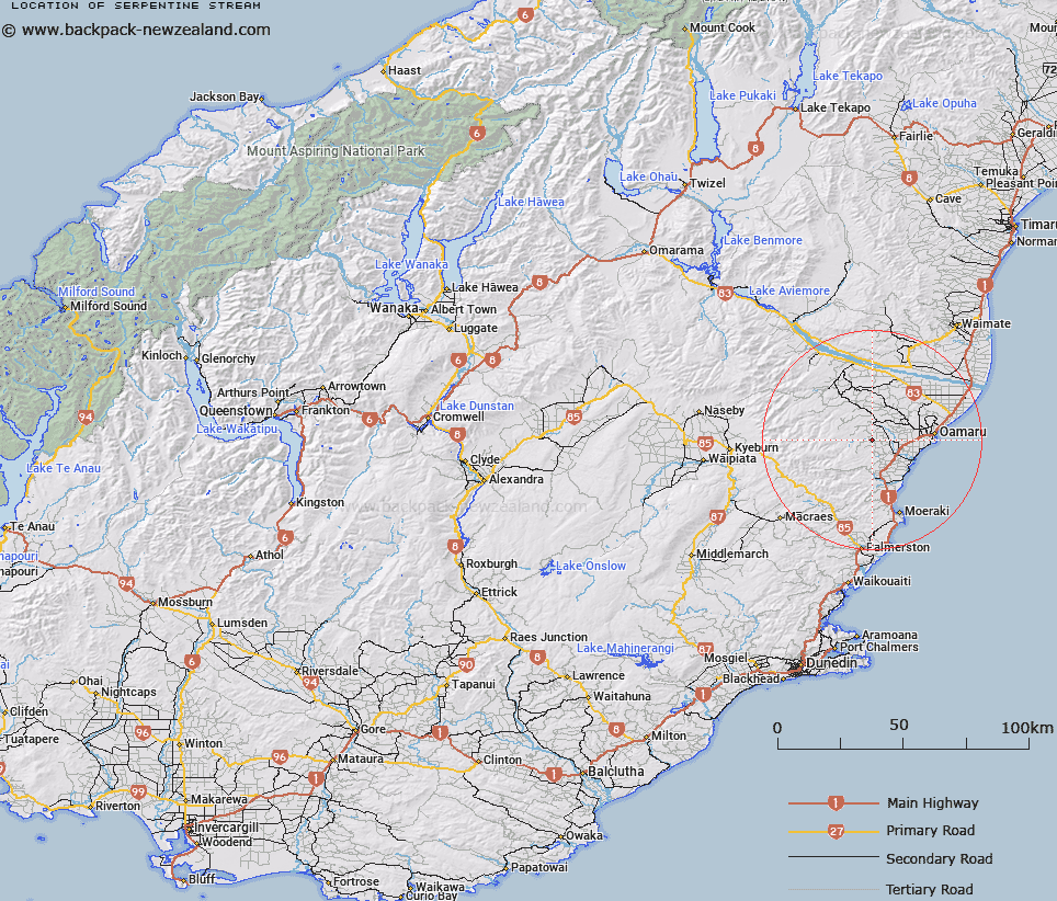 Serpentine Stream Map New Zealand