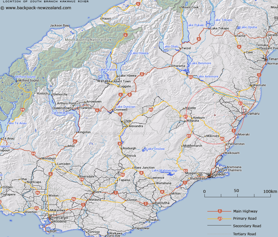 South Branch Kakanui River Map New Zealand