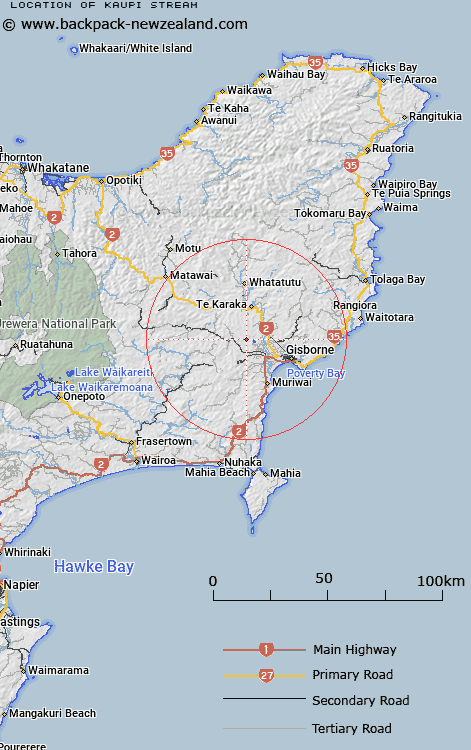 Kaupi Stream Map New Zealand
