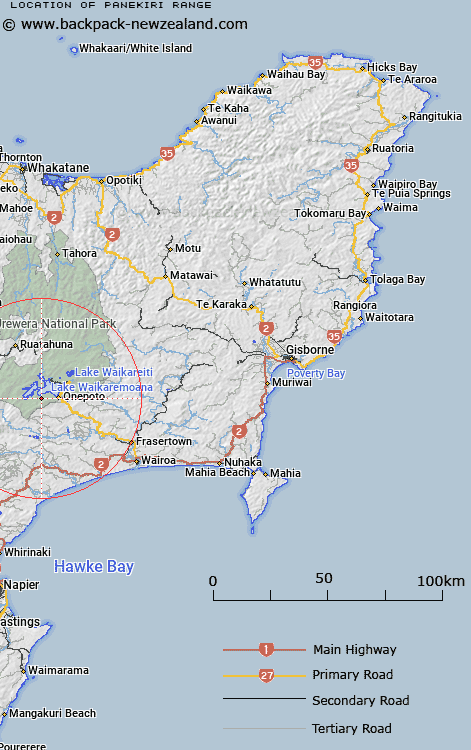 Panekiri Range Map New Zealand