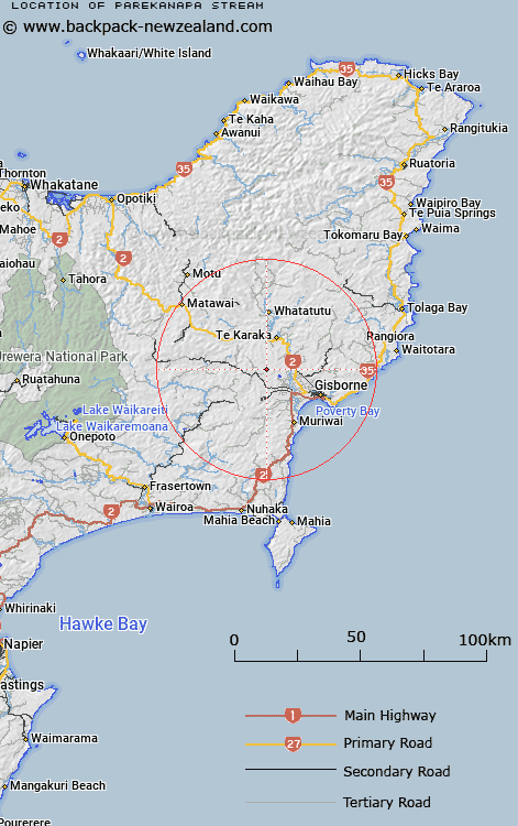 Parekanapa Stream Map New Zealand