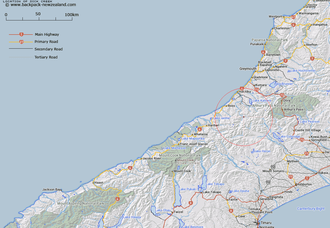 Dick Creek Map New Zealand