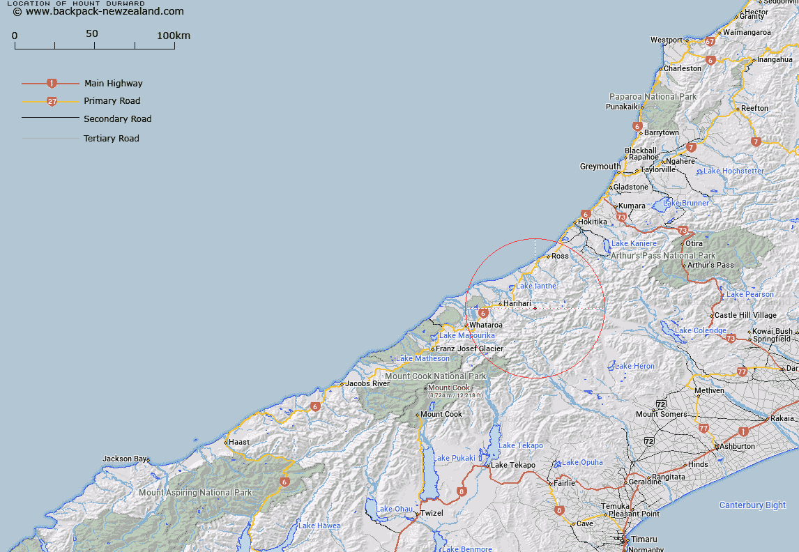Mount Durward Map New Zealand