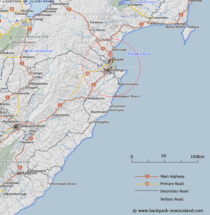 Clive River Map New Zealand