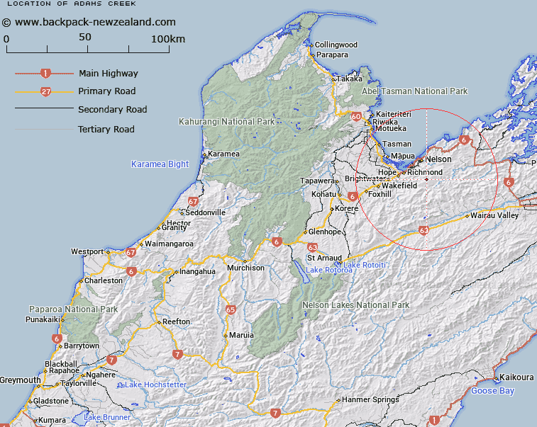 Adams Creek Map New Zealand