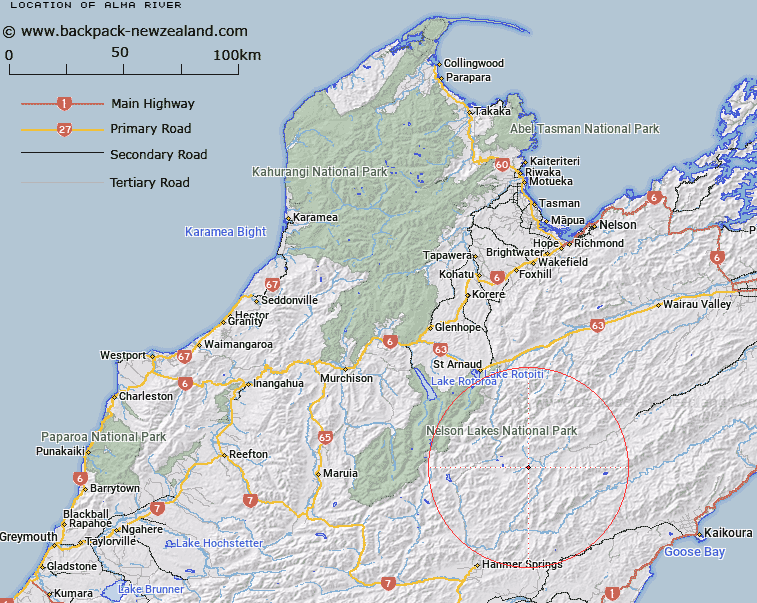 Alma River Map New Zealand