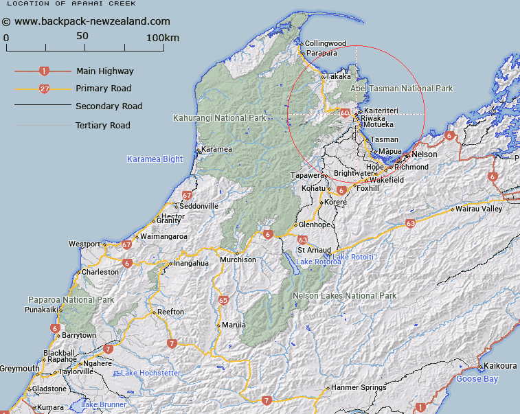 Apahai Creek Map New Zealand