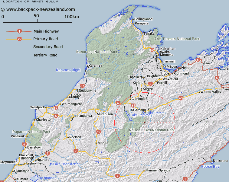 Arnst Gully Map New Zealand
