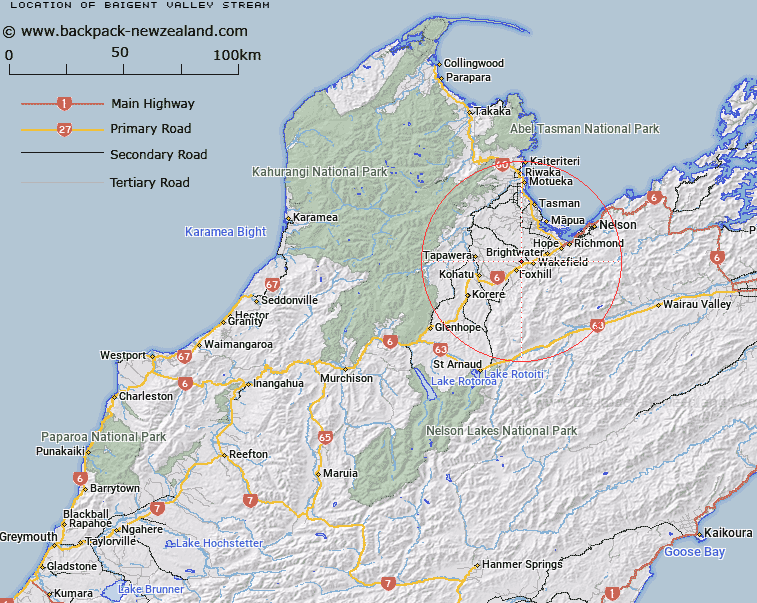 Baigent Valley Stream Map New Zealand
