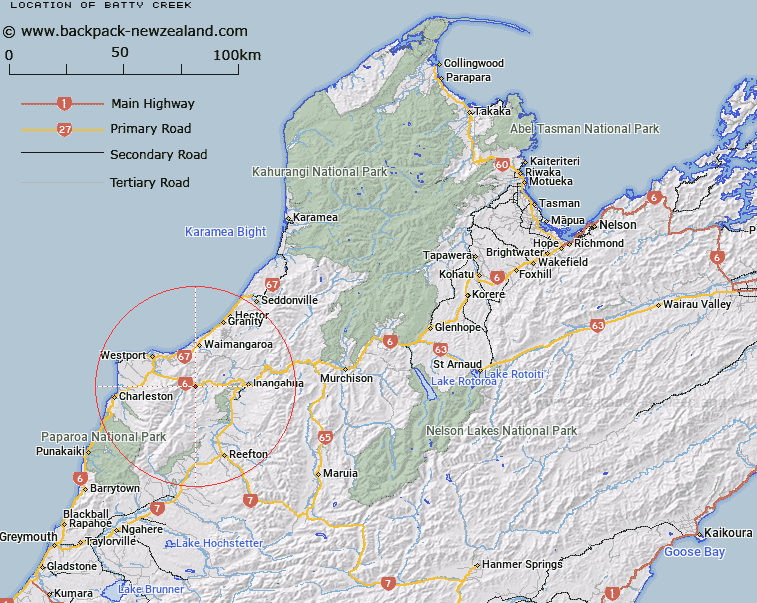 Batty Creek Map New Zealand