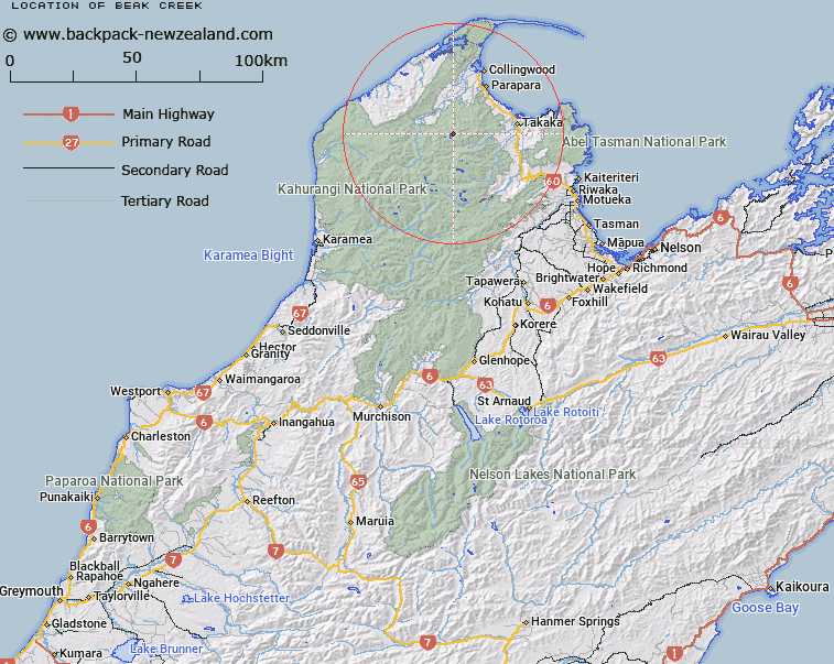 Beak Creek Map New Zealand