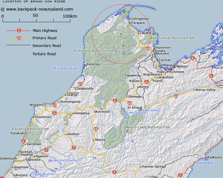 Brown Cow Ridge Map New Zealand