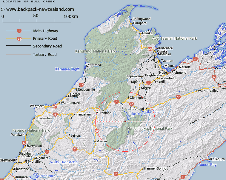 Bull Creek Map New Zealand