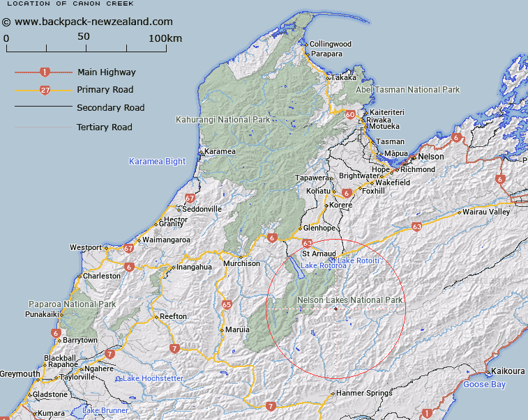 Canon Creek Map New Zealand
