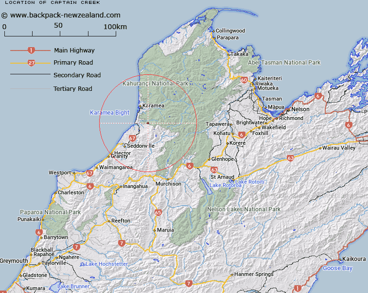 Captain Creek Map New Zealand