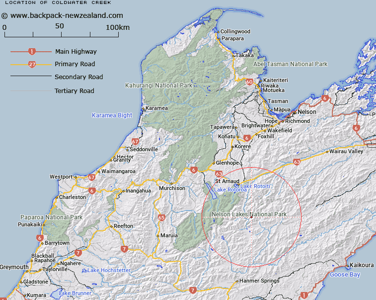 Coldwater Creek Map New Zealand