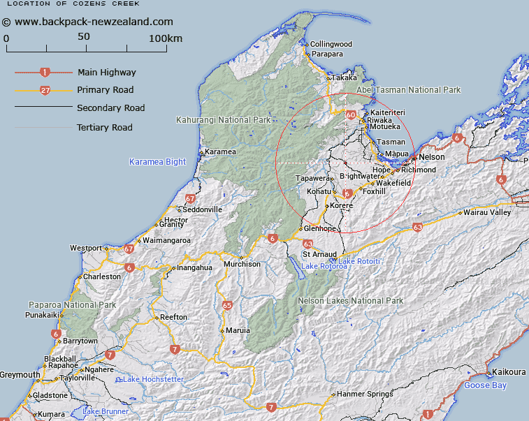 Cozens Creek Map New Zealand