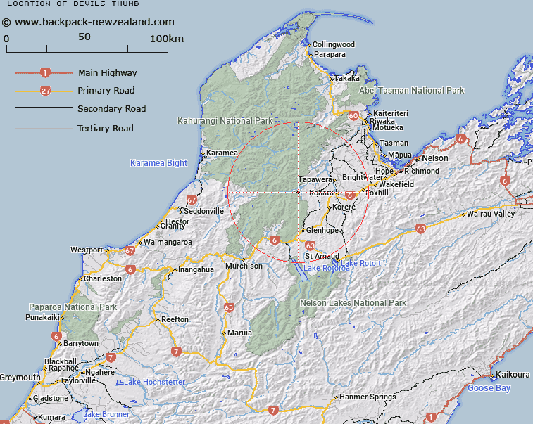 Devils Thumb Map New Zealand