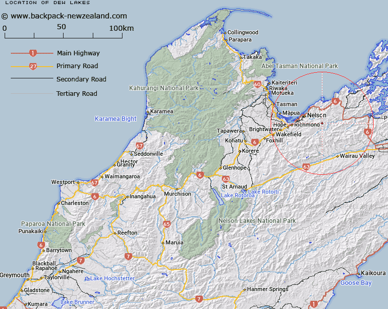 Dew Lakes Map New Zealand