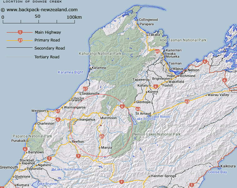 Downie Creek Map New Zealand