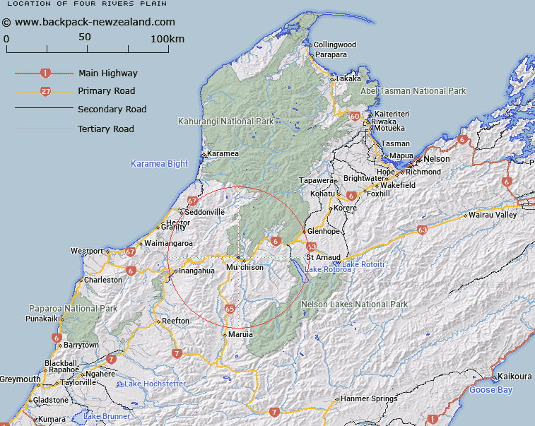 Four Rivers Plain Map New Zealand