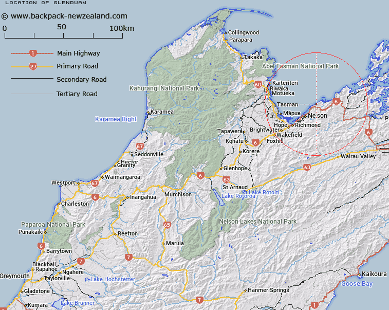 Glenduan Map New Zealand
