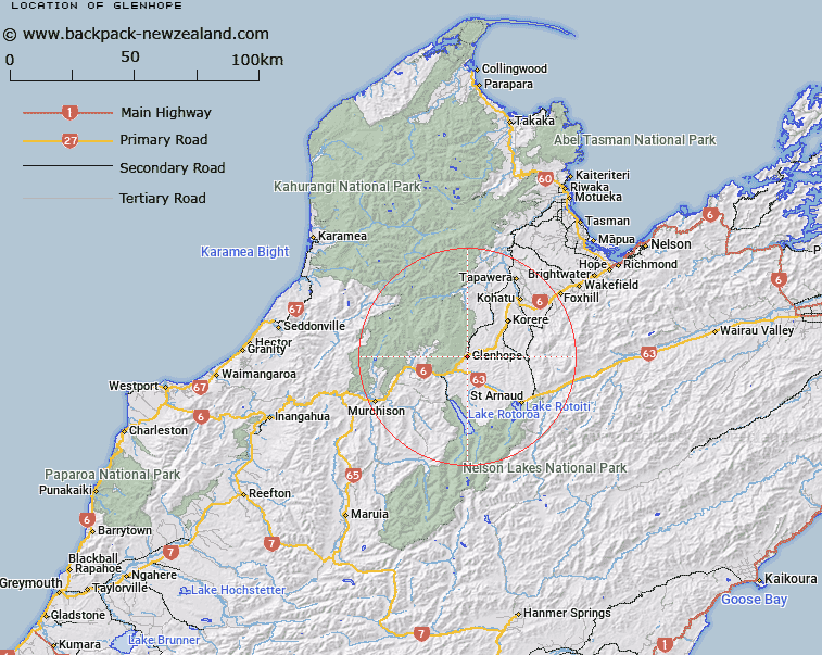Glenhope Map New Zealand