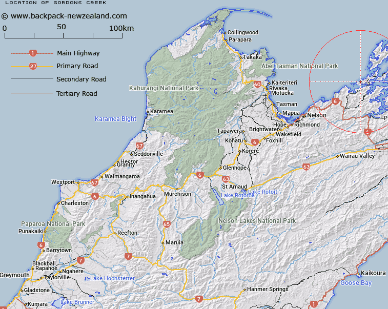 Gordons Creek Map New Zealand