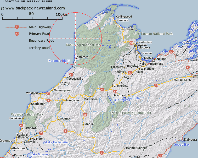 Heaphy Bluff Map New Zealand