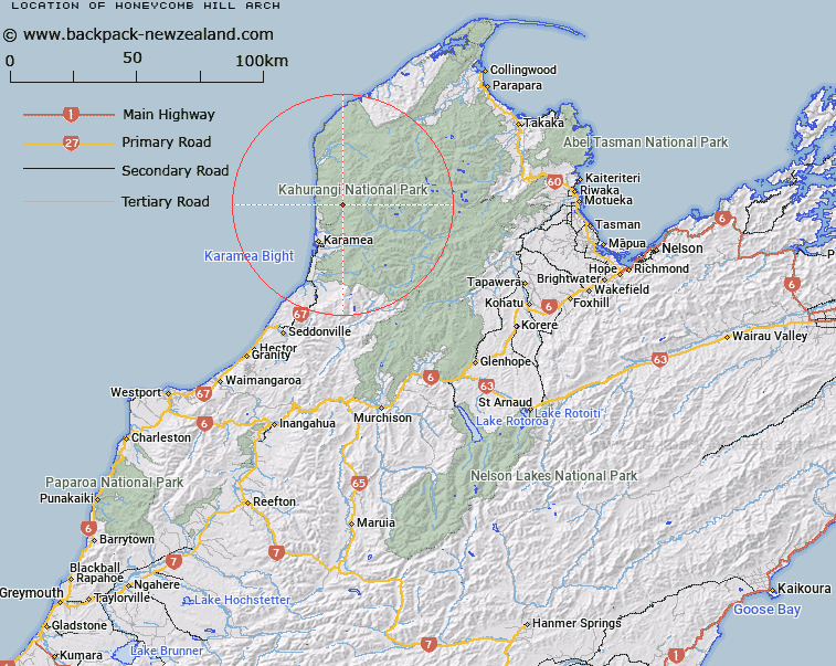 Honeycomb Hill Arch Map New Zealand