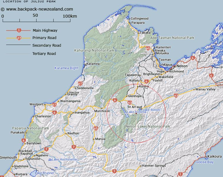 Julius Peak Map New Zealand