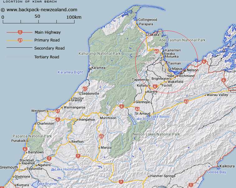 Kina Beach Map New Zealand