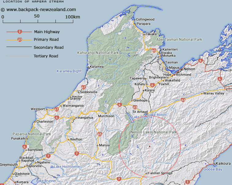 Napera Stream Map New Zealand