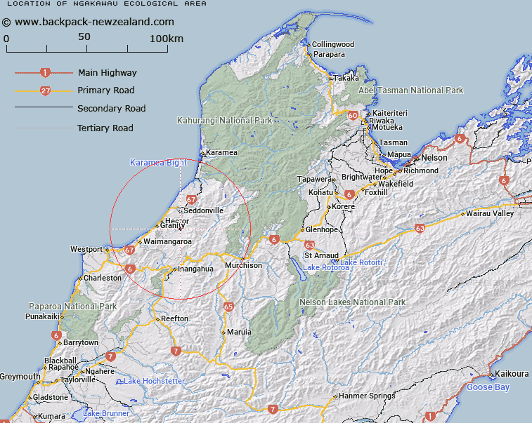 Ngakawau Ecological Area Map New Zealand