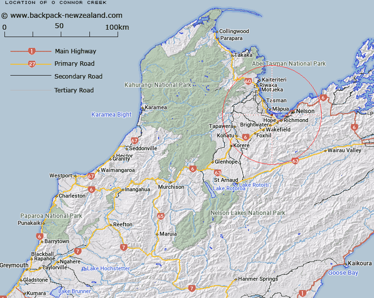O'Connor Creek Map New Zealand