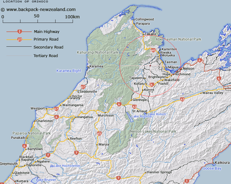 Orinoco Map New Zealand